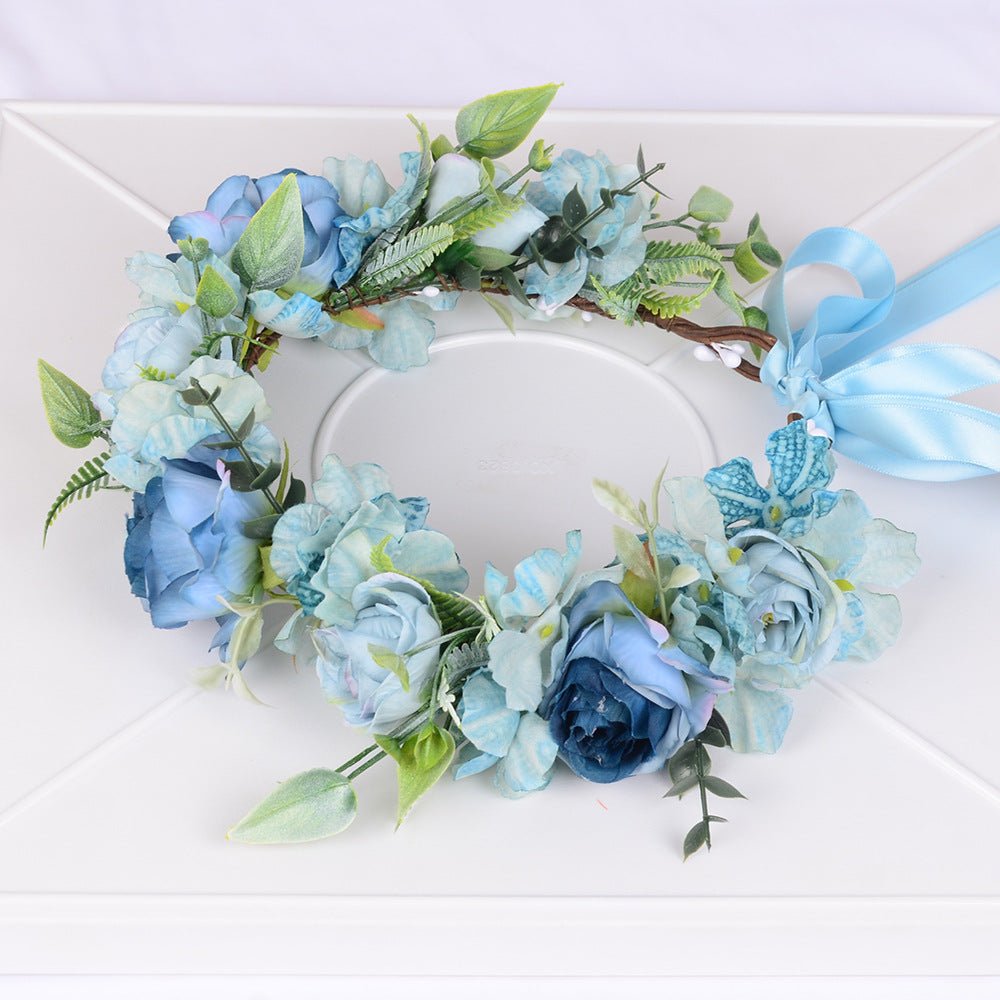 Mori series dried flower wreath bridal headdress crown hairdress wedding accessories Beach Resort studio props - Luzilly Bridal & Apparel