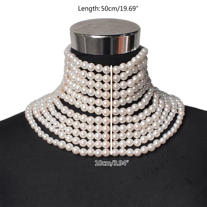 Multi layer pearl necklace for women's wedding bride accessories - Luzilly Bridal & Apparel