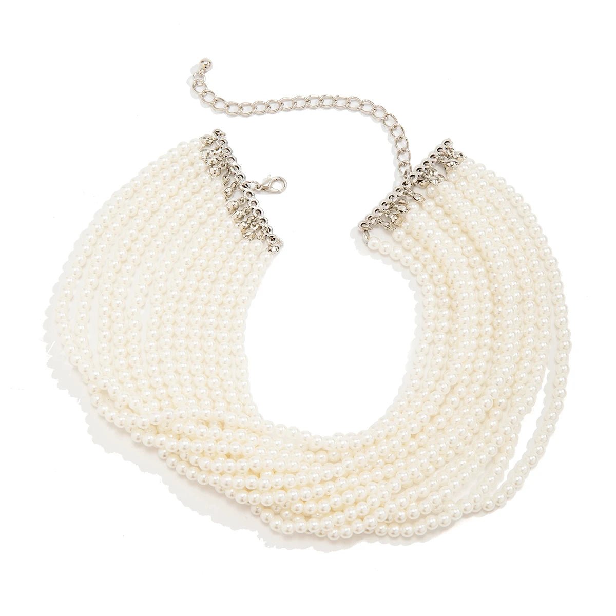 Multilayer Elegant Imitation Pearl Chunky Beads Chain Necklace for Women Wedding Bridal Goth Clavicle Choker Neck Accessories - Luzilly Bridal & Apparel