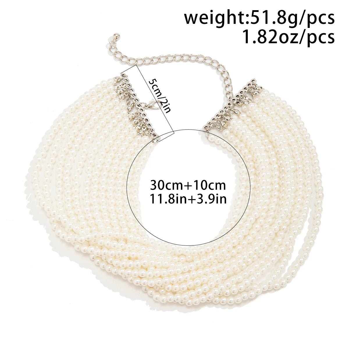 Multilayer Elegant Imitation Pearl Chunky Beads Chain Necklace for Women Wedding Bridal Goth Clavicle Choker Neck Accessories - Luzilly Bridal & Apparel