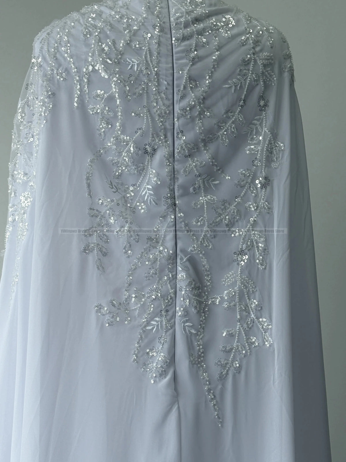 Muslim Wedding Dresses Hijab High Neck Long Sleeve A Line Bride Dress Chiffon Pearls Bridal Gown vestidos de novia Customized - Luzilly Bridal & Apparel