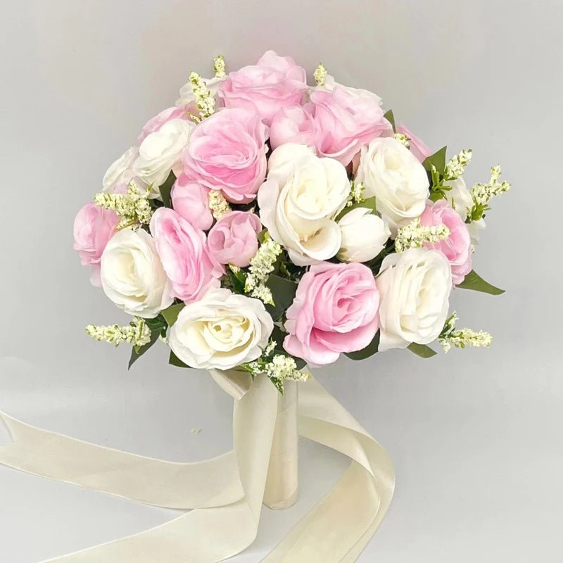 Natural-Look Artificial Rose Wedding Bouquet - Luzilly Bridal & Apparel