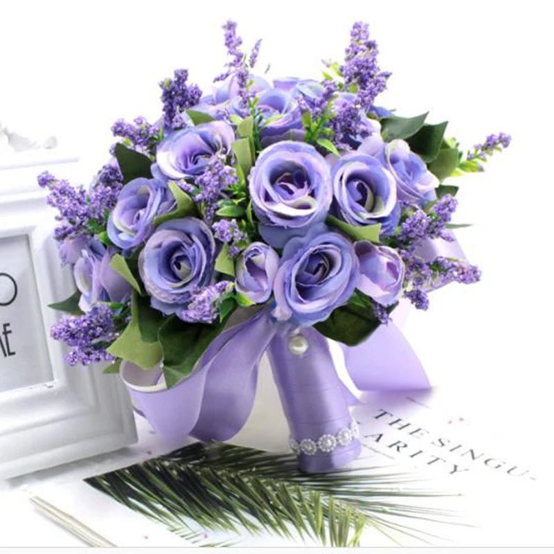 Natural-Look Artificial Rose Wedding Bouquet - Luzilly Bridal & Apparel