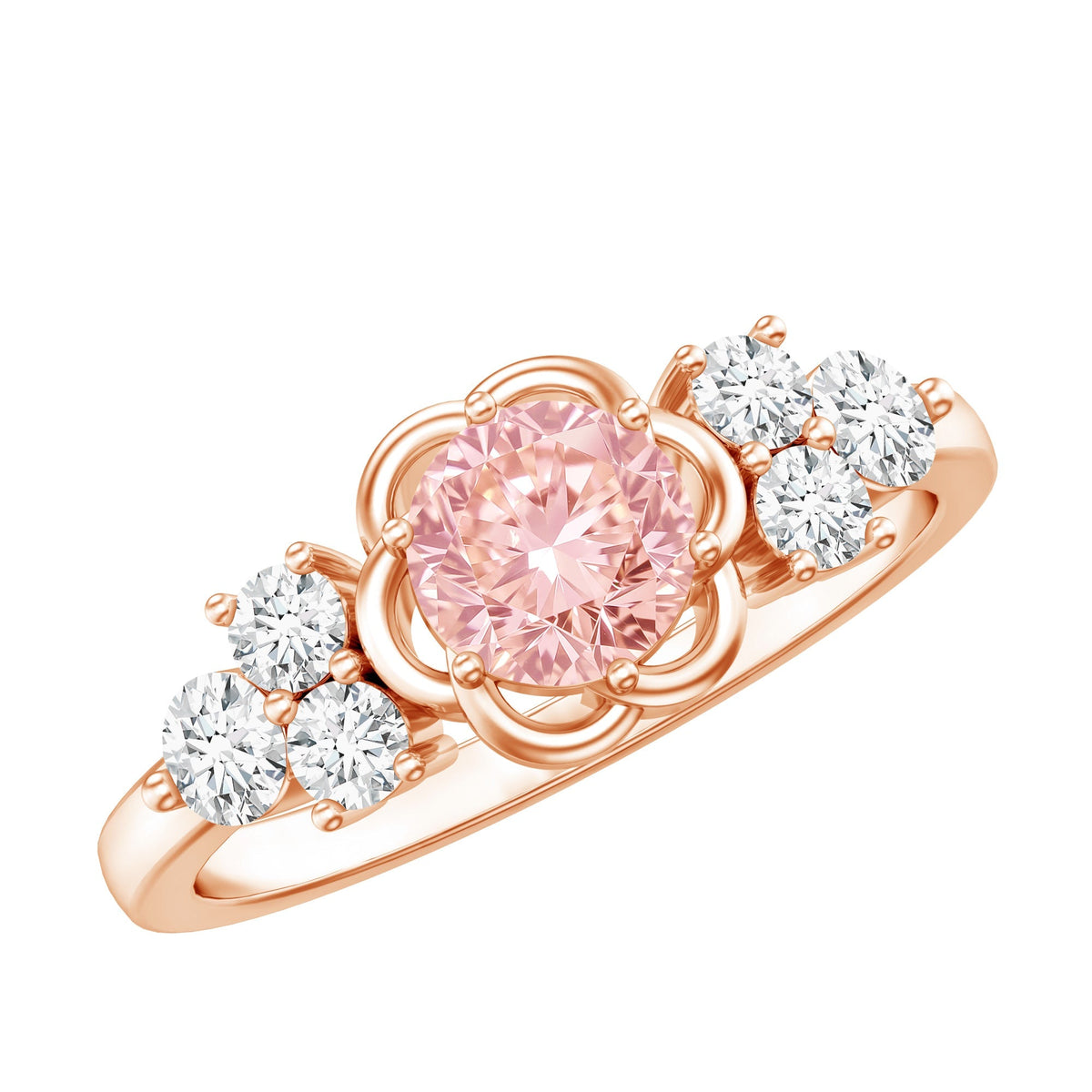 Nature Inspired Lab Grown Pink Diamond Flower Engagement Ring with IGI Certificate - Luzilly Bridal & Apparel
