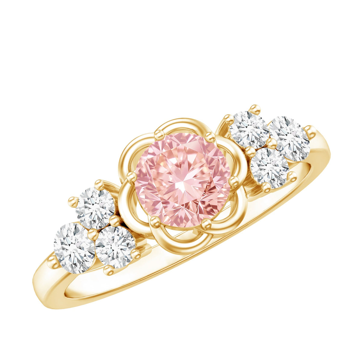 Nature Inspired Lab Grown Pink Diamond Flower Engagement Ring with IGI Certificate - Luzilly Bridal & Apparel