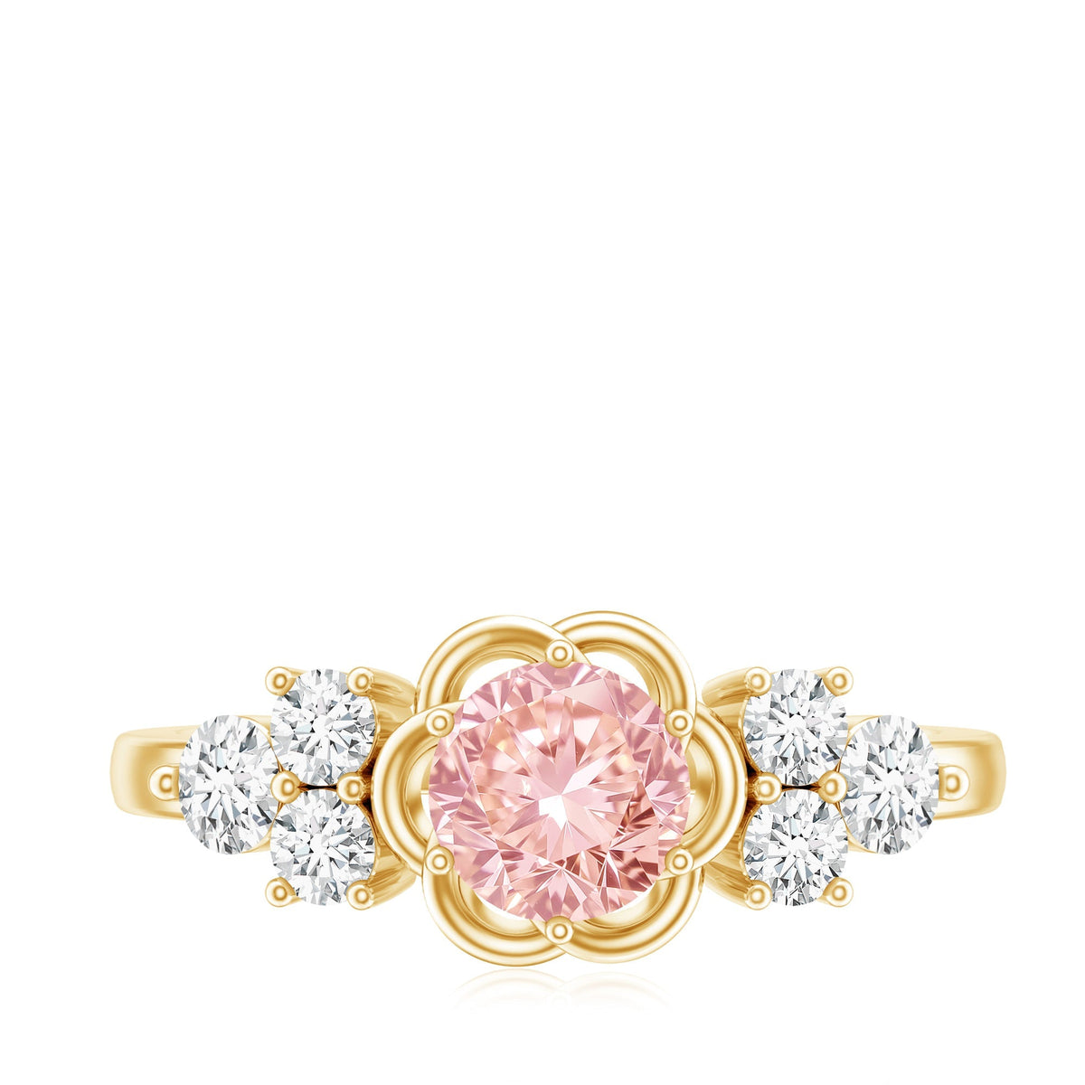 Nature Inspired Lab Grown Pink Diamond Flower Engagement Ring with IGI Certificate - Luzilly Bridal & Apparel
