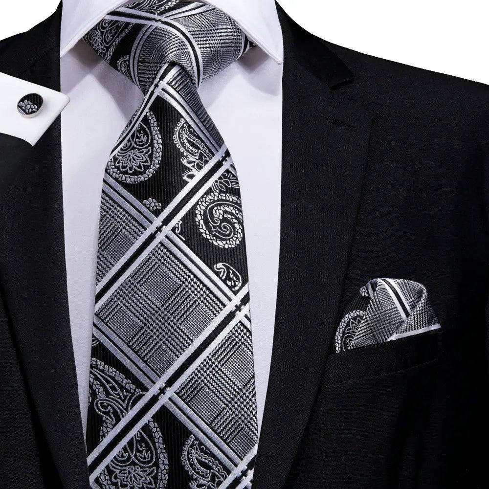 Navy Blue 63inches Mens Tie Set Extra Long Ties for Men Handkerchief Woven Classic Mens 160cm Necktie Pocket Square Hi-Tie silk - Luzilly Bridal & Apparel