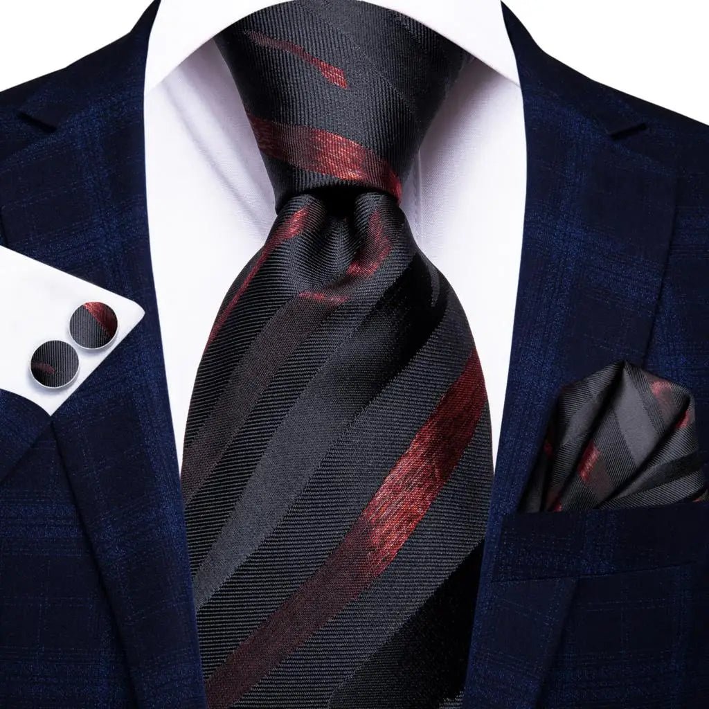 Navy Blue 63inches Mens Tie Set Extra Long Ties for Men Handkerchief Woven Classic Mens 160cm Necktie Pocket Square Hi-Tie silk - Luzilly Bridal & Apparel