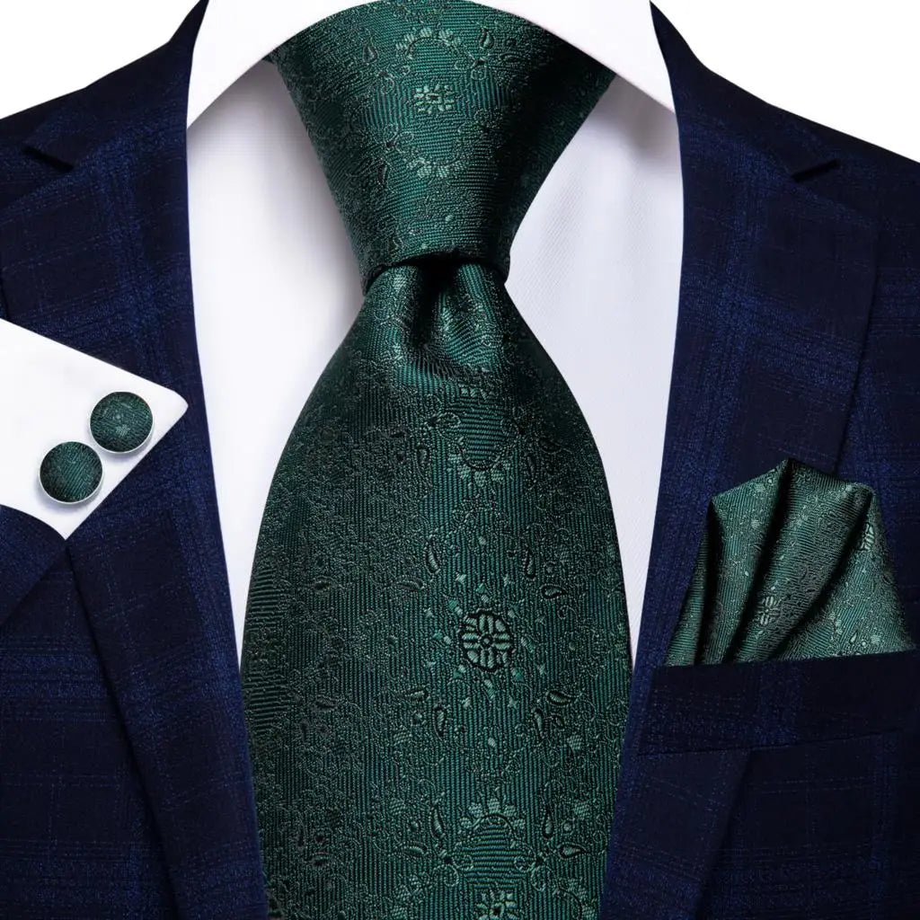 Navy Blue 63inches Mens Tie Set Extra Long Ties for Men Handkerchief Woven Classic Mens 160cm Necktie Pocket Square Hi-Tie silk - Luzilly Bridal & Apparel