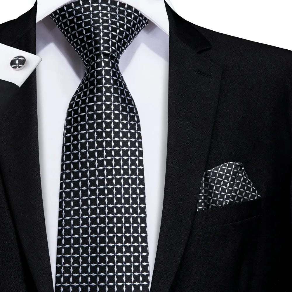 Navy Blue 63inches Mens Tie Set Extra Long Ties for Men Handkerchief Woven Classic Mens 160cm Necktie Pocket Square Hi-Tie silk - Luzilly Bridal & Apparel