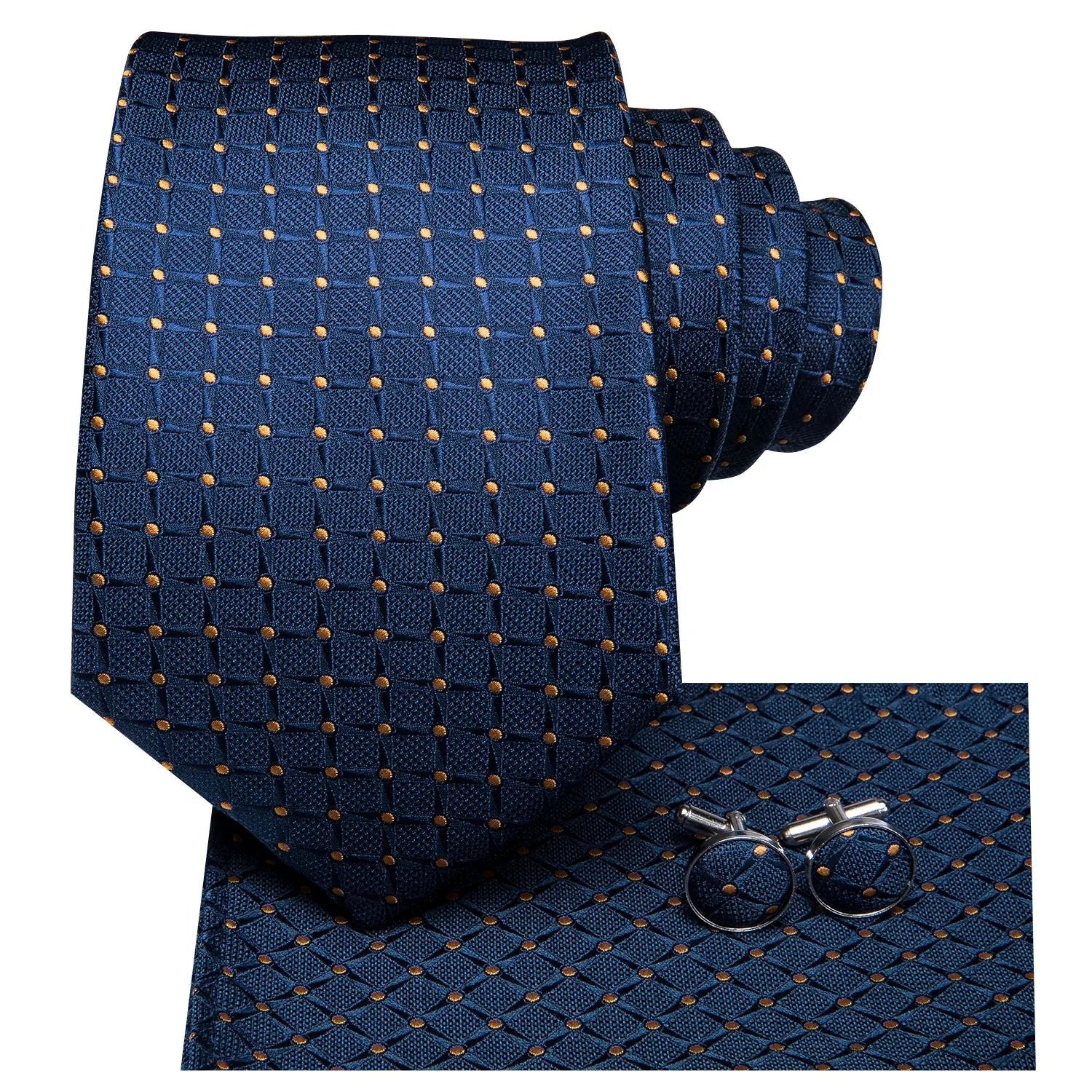 Navy Blue 63inches Mens Tie Set Extra Long Ties for Men Handkerchief Woven Classic Mens 160cm Necktie Pocket Square Hi-Tie silk - Luzilly Bridal & Apparel