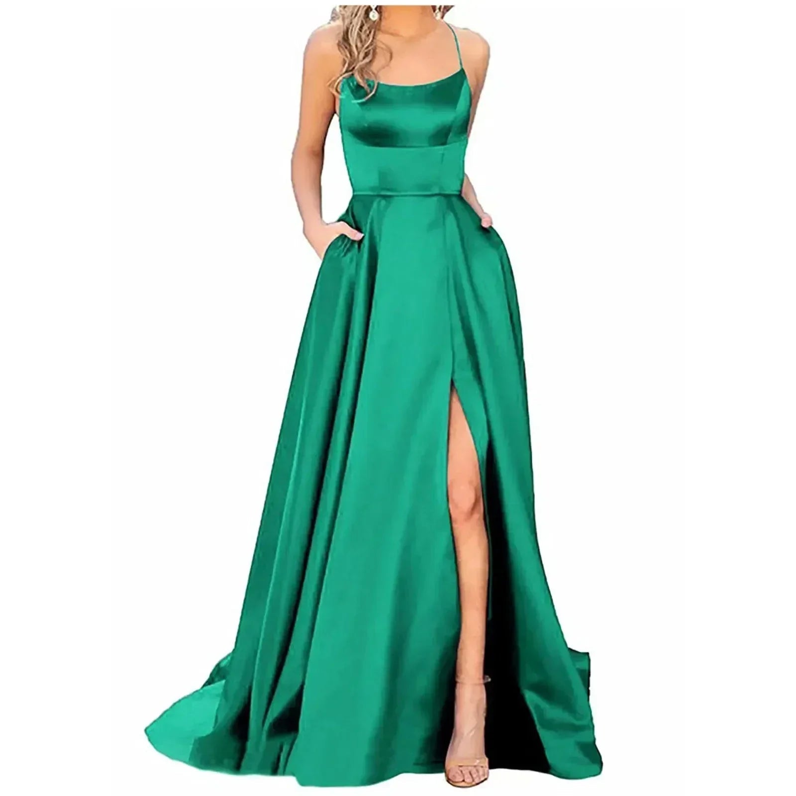 Navy Blue Bridesmaid Dress For Weddings Woman Guest 2024 Sexy Spaghetti Straps Split Prom Party Gowns Long Maid Of Dresses - Luzilly Bridal & Apparel