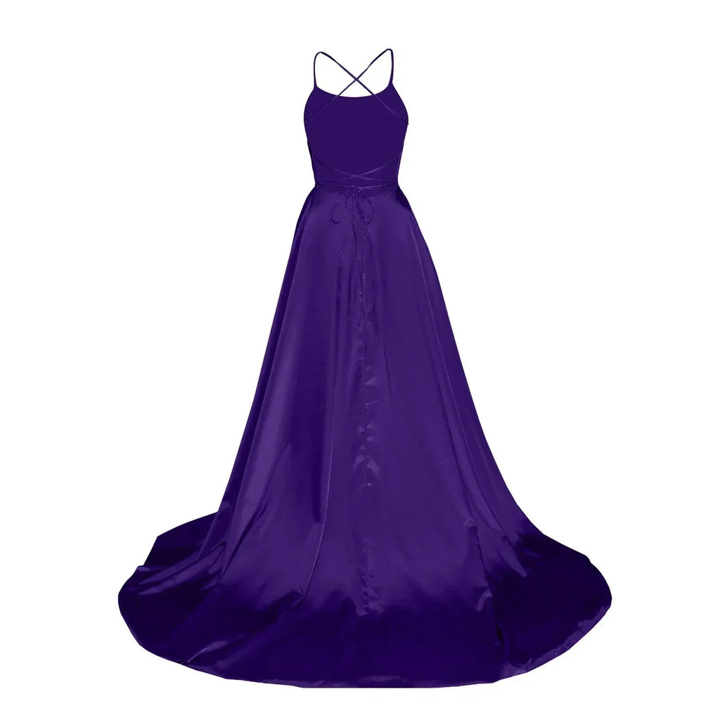 Navy Blue Bridesmaid Dress For Weddings Woman Guest 2024 Sexy Spaghetti Straps Split Prom Party Gowns Long Maid Of Dresses - Luzilly Bridal & Apparel