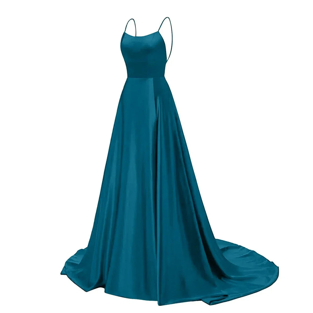Navy Blue Bridesmaid Dress For Weddings Woman Guest 2024 Sexy Spaghetti Straps Split Prom Party Gowns Long Maid Of Dresses - Luzilly Bridal & Apparel