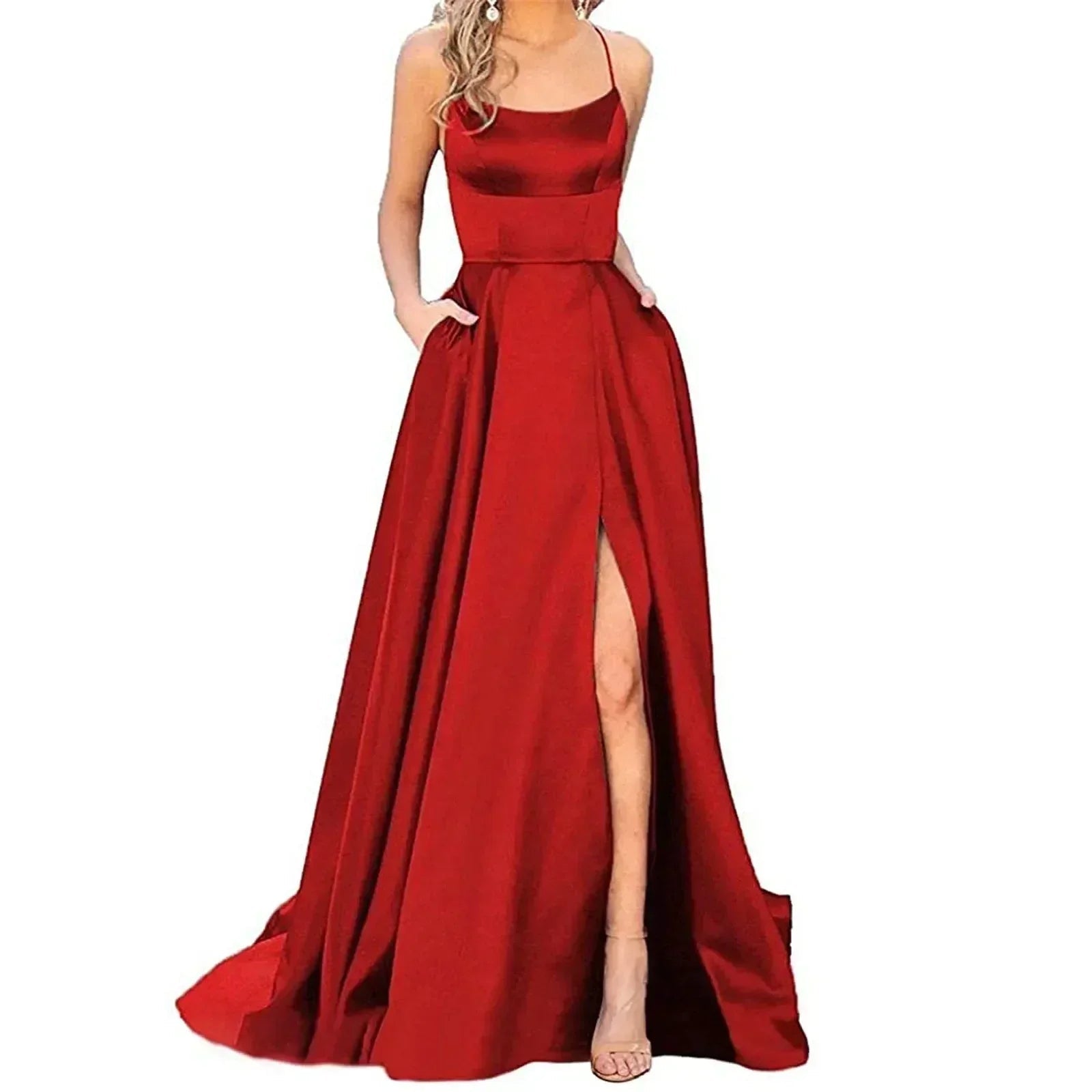 Navy Blue Bridesmaid Dress For Weddings Woman Guest 2024 Sexy Spaghetti Straps Split Prom Party Gowns Long Maid Of Dresses - Luzilly Bridal & Apparel