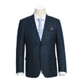 Navy Checked Slim-Fit Wool Sport Jacket - Luzilly Bridal & Apparel