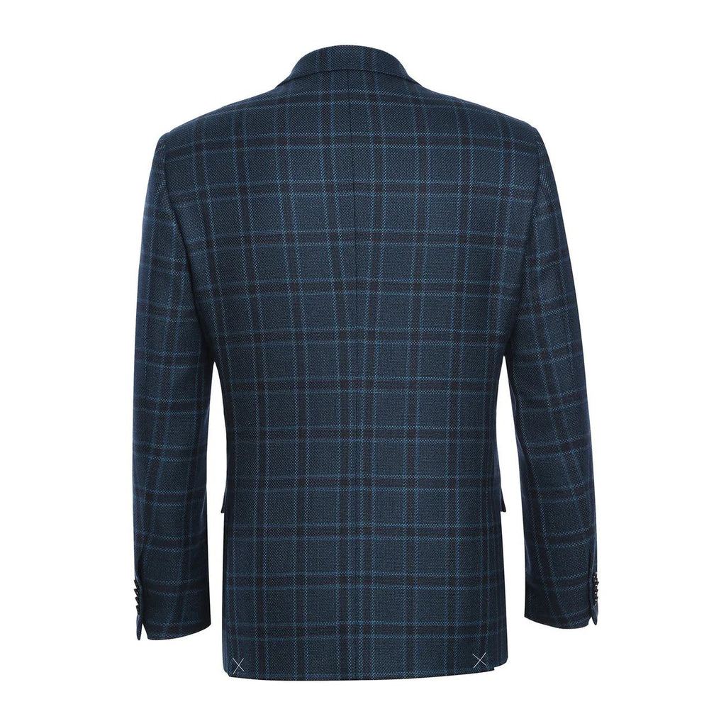 Navy Checked Slim-Fit Wool Sport Jacket - Luzilly Bridal & Apparel