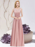 Navy Lace-Top Chiffon A-Line Bridesmaid Dress - Luzilly Bridal & Apparel