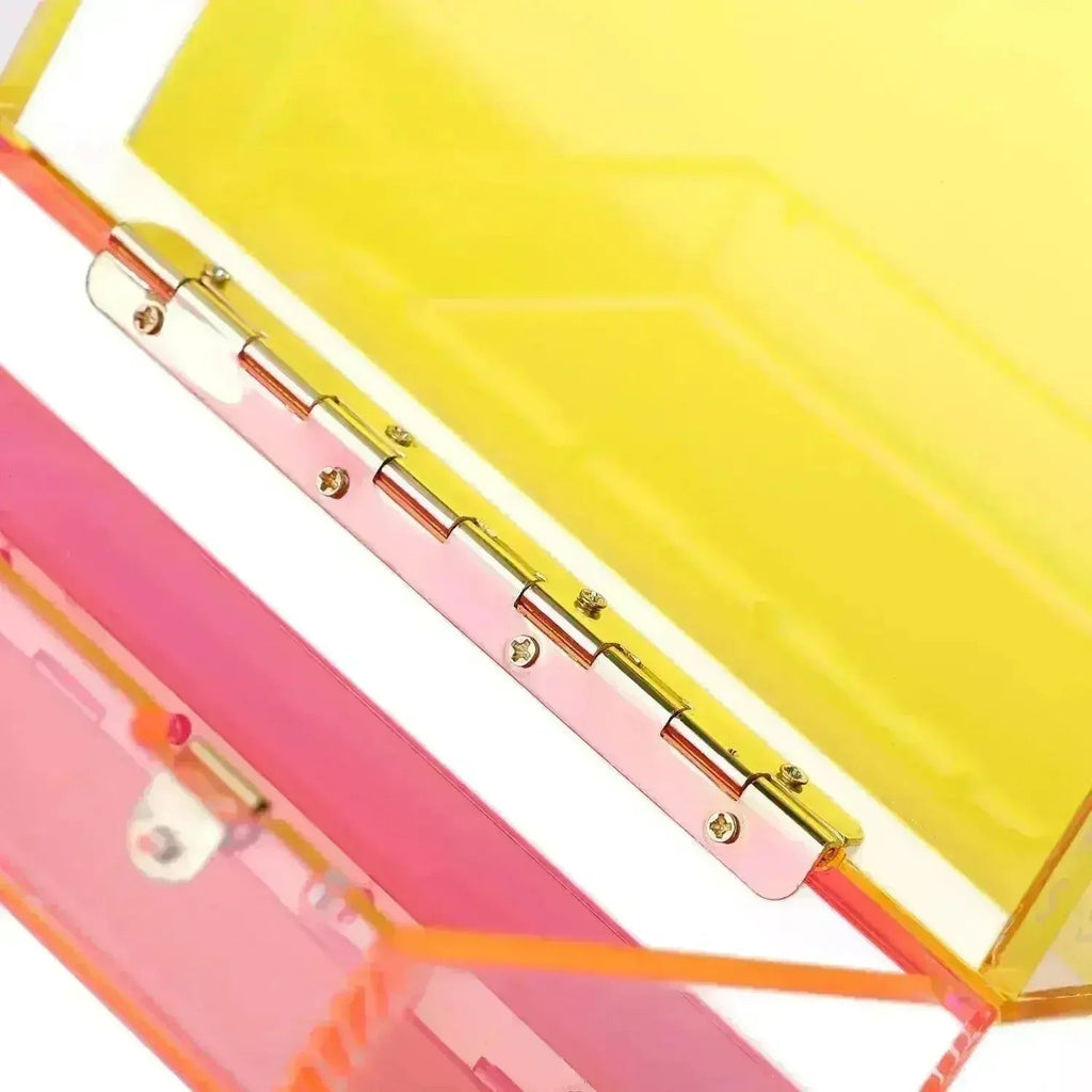 Neon Two-Tone Transparent Acrylic Clutch - Luzilly Bridal & Apparel