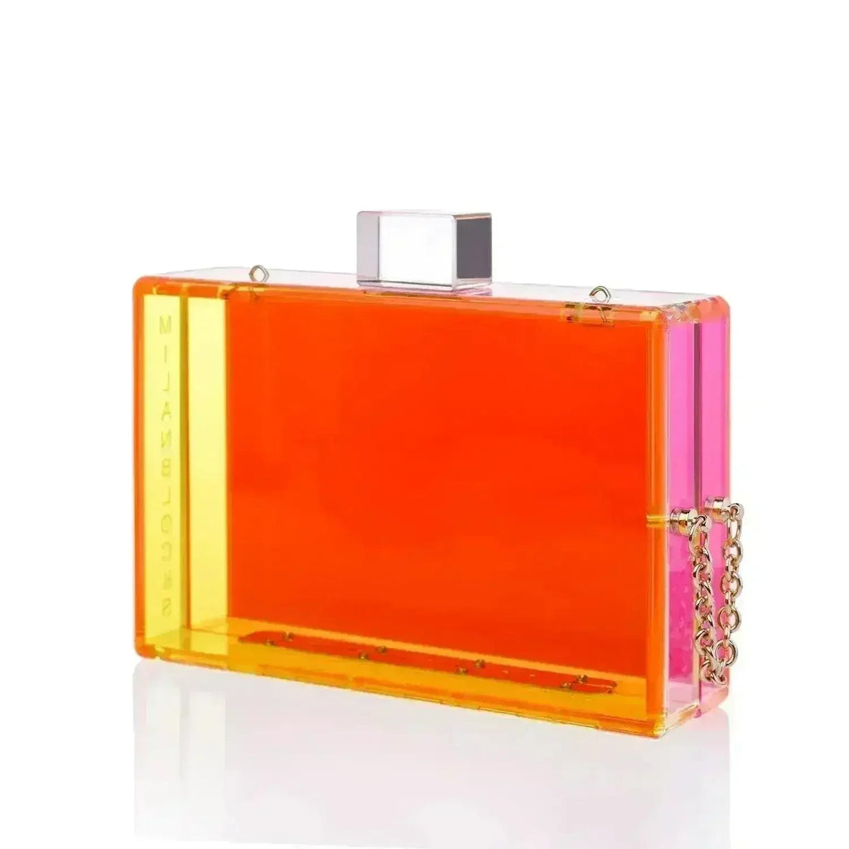 Neon Two-Tone Transparent Acrylic Clutch - Luzilly Bridal & Apparel
