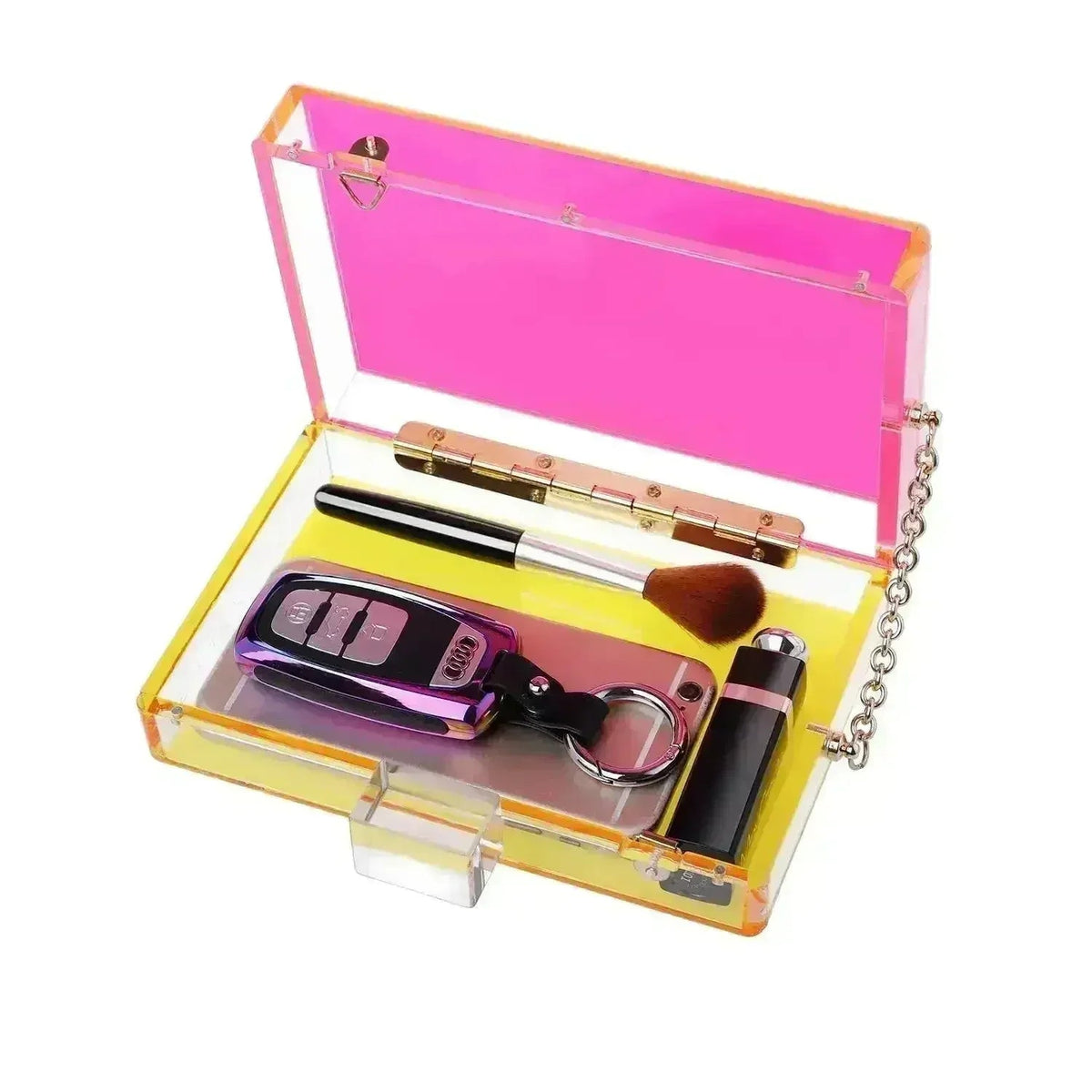 Neon Two-Tone Transparent Acrylic Clutch - Luzilly Bridal & Apparel
