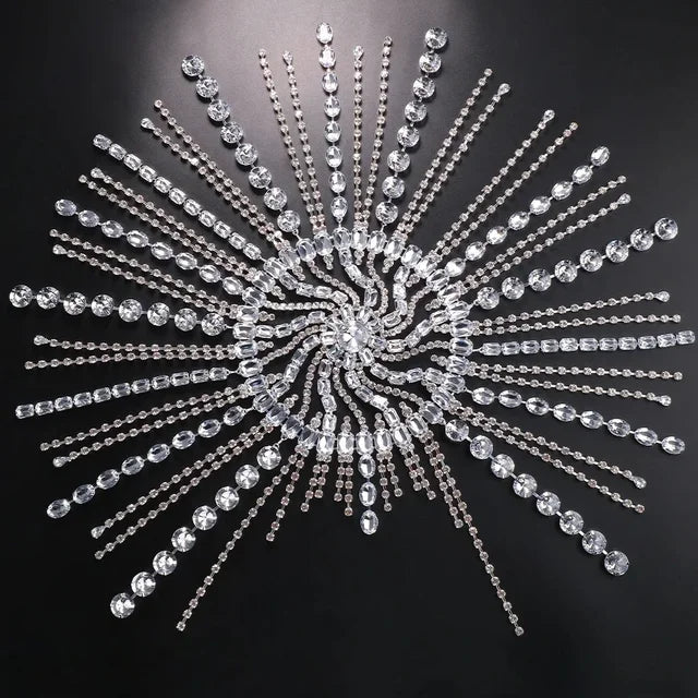 New Boho Long Tassel Hair Chain Rhinestone Head Chain Dance Headband Wedding Tiara Accessories Fringe Hat Headpiece Women - Luzilly Bridal & Apparel