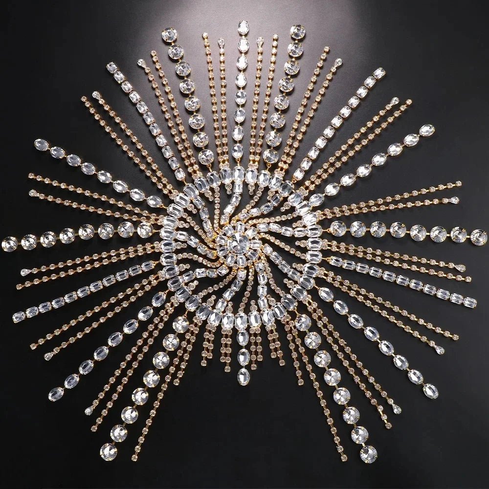 New Boho Long Tassel Hair Chain Rhinestone Head Chain Dance Headband Wedding Tiara Accessories Fringe Hat Headpiece Women - Luzilly Bridal & Apparel