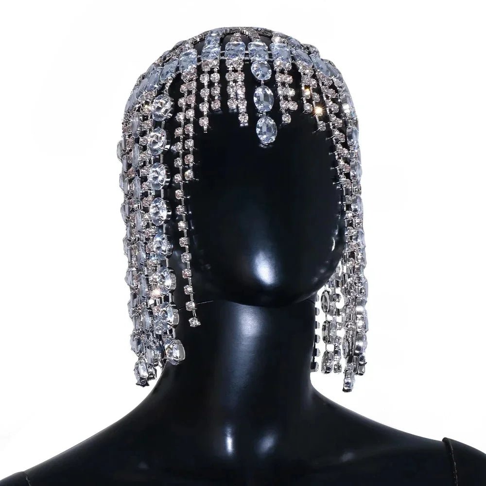New Boho Long Tassel Hair Chain Rhinestone Head Chain Dance Headband Wedding Tiara Accessories Fringe Hat Headpiece Women - Luzilly Bridal & Apparel
