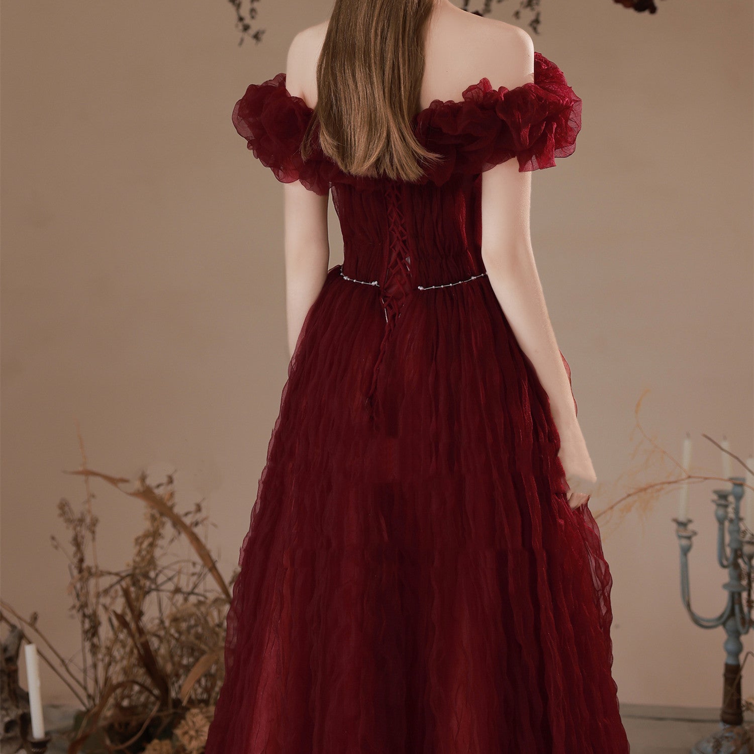 New Bridal Red Pearl Fashion Dress - Luzilly Bridal & Apparel