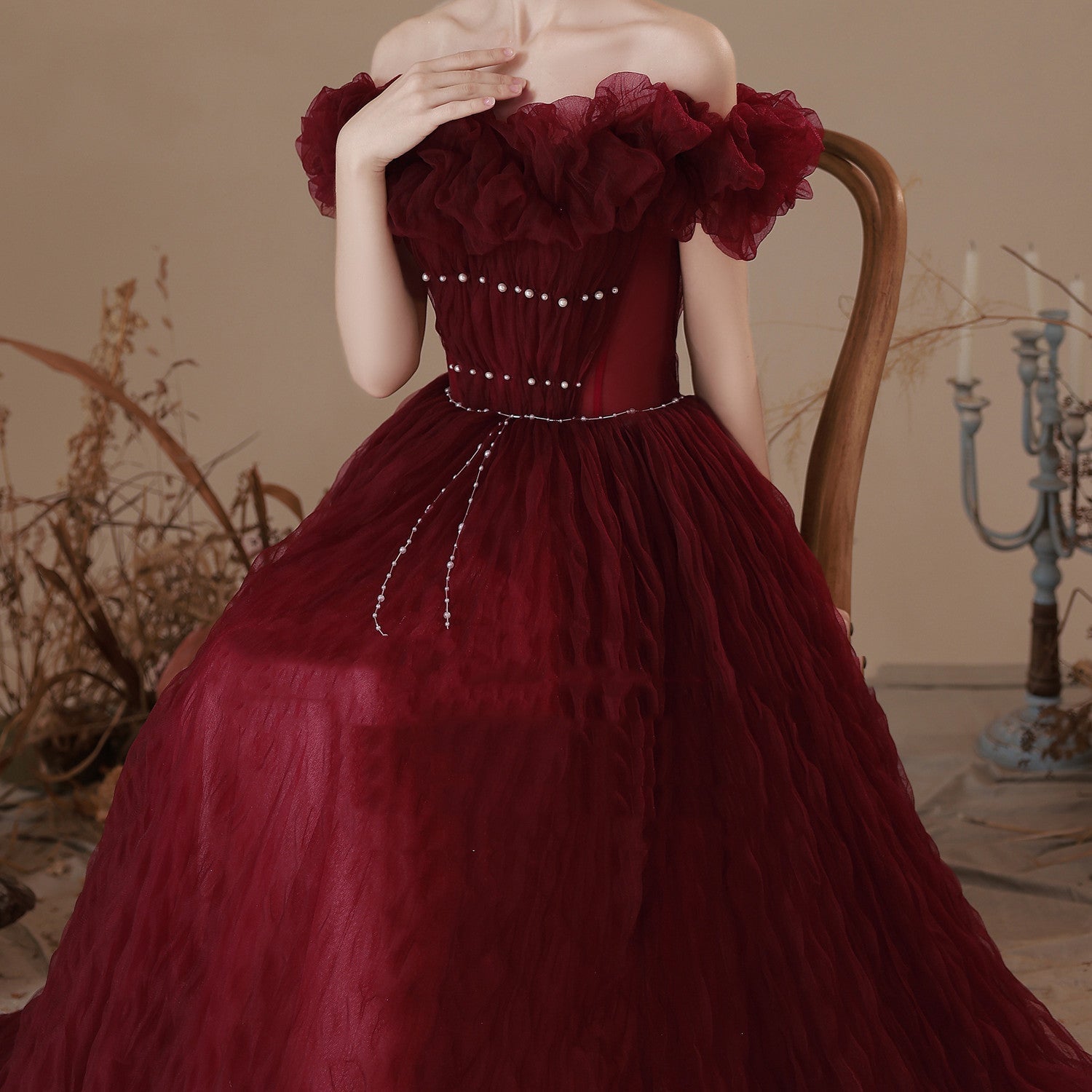 New Bridal Red Pearl Fashion Dress - Luzilly Bridal & Apparel