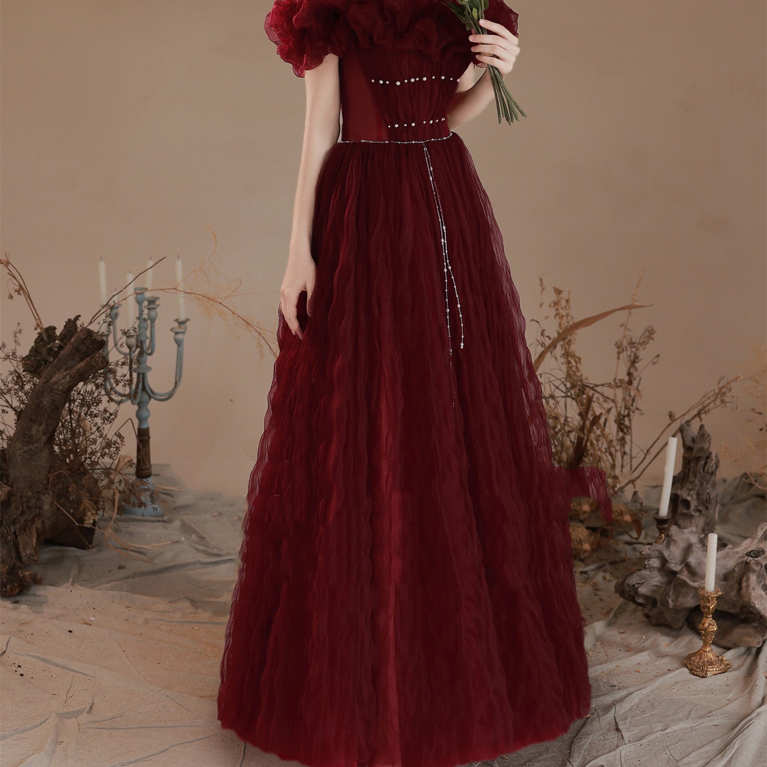 New Bridal Red Pearl Fashion Dress - Luzilly Bridal & Apparel