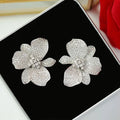 New Design Fashion Golden Color Cubic Zirconia Big Flower Stud eEarring For Women Wedding Bride Jewelry - Luzilly Bridal & Apparel