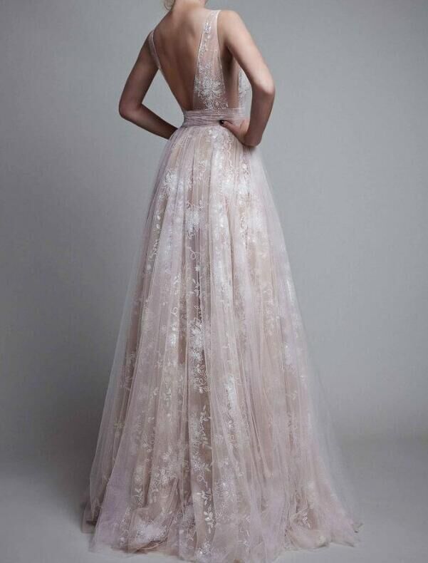 New dress AliExpress explosion models lace deep V wedding dress long skirt women's clothing - Luzilly Bridal & Apparel