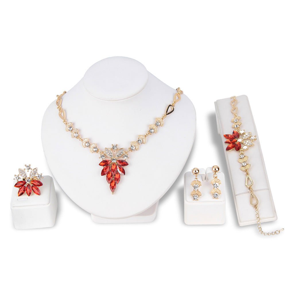 New Exaggerated Personality Necklace Four-piece Set Fashion Bridal Jewelry Set - Luzilly Bridal & Apparel