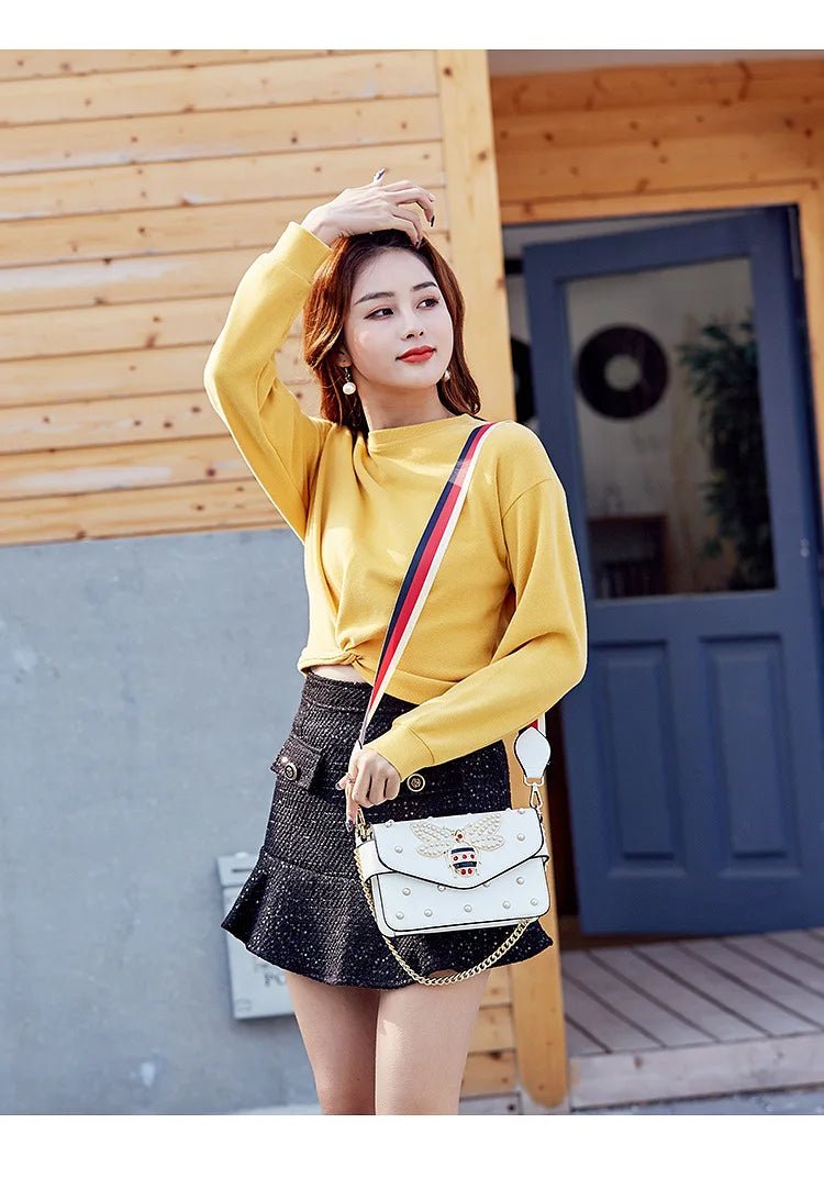 New Fashion Women's Bag Trend | Brand Pearl Bee Shoulder Bag & High Quality Temperament Ladies Crossbody Bag (Designer Luxury Handbag) - Luzilly Bridal & Apparel