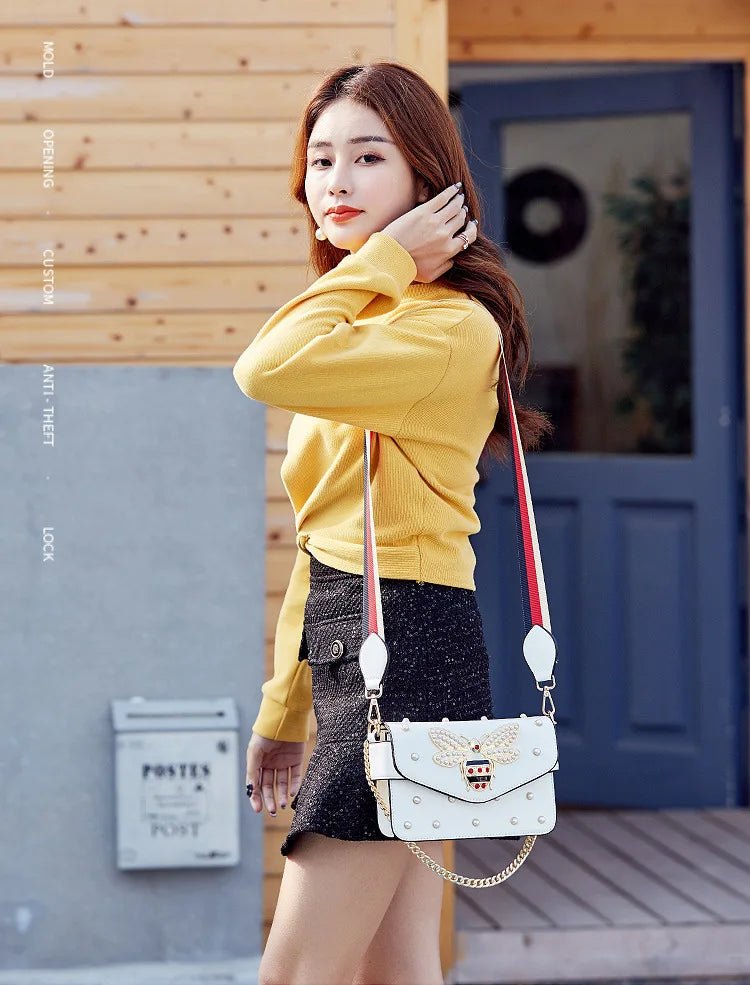 New Fashion Women's Bag Trend | Brand Pearl Bee Shoulder Bag & High Quality Temperament Ladies Crossbody Bag (Designer Luxury Handbag) - Luzilly Bridal & Apparel