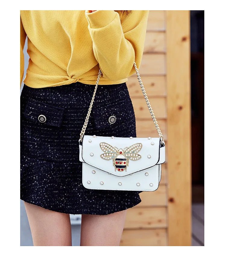 New Fashion Women's Bag Trend | Brand Pearl Bee Shoulder Bag & High Quality Temperament Ladies Crossbody Bag (Designer Luxury Handbag) - Luzilly Bridal & Apparel
