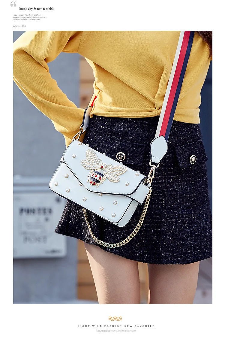 New Fashion Women's Bag Trend | Brand Pearl Bee Shoulder Bag & High Quality Temperament Ladies Crossbody Bag (Designer Luxury Handbag) - Luzilly Bridal & Apparel
