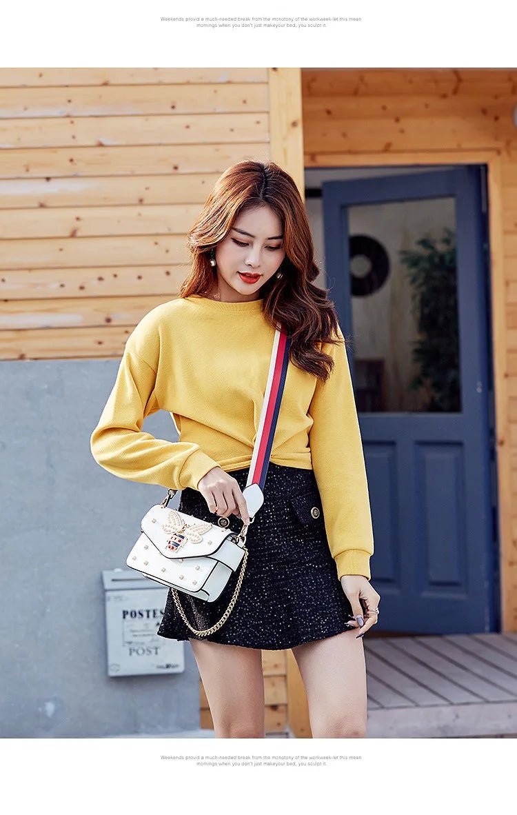 New Fashion Women's Bag Trend | Brand Pearl Bee Shoulder Bag & High Quality Temperament Ladies Crossbody Bag (Designer Luxury Handbag) - Luzilly Bridal & Apparel