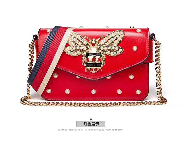 New Fashion Women's Bag Trend | Brand Pearl Bee Shoulder Bag & High Quality Temperament Ladies Crossbody Bag (Designer Luxury Handbag) - Luzilly Bridal & Apparel