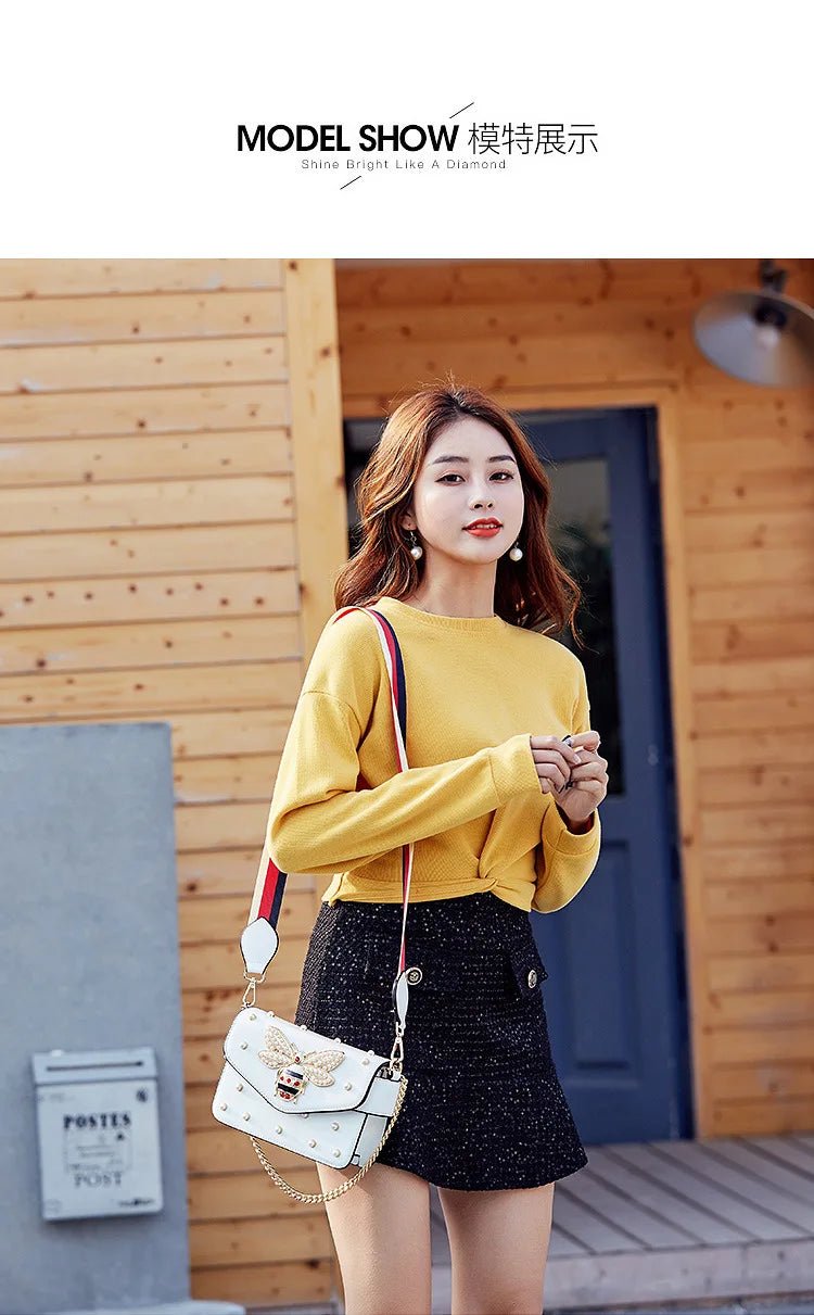 New Fashion Women's Bag Trend | Brand Pearl Bee Shoulder Bag & High Quality Temperament Ladies Crossbody Bag (Designer Luxury Handbag) - Luzilly Bridal & Apparel
