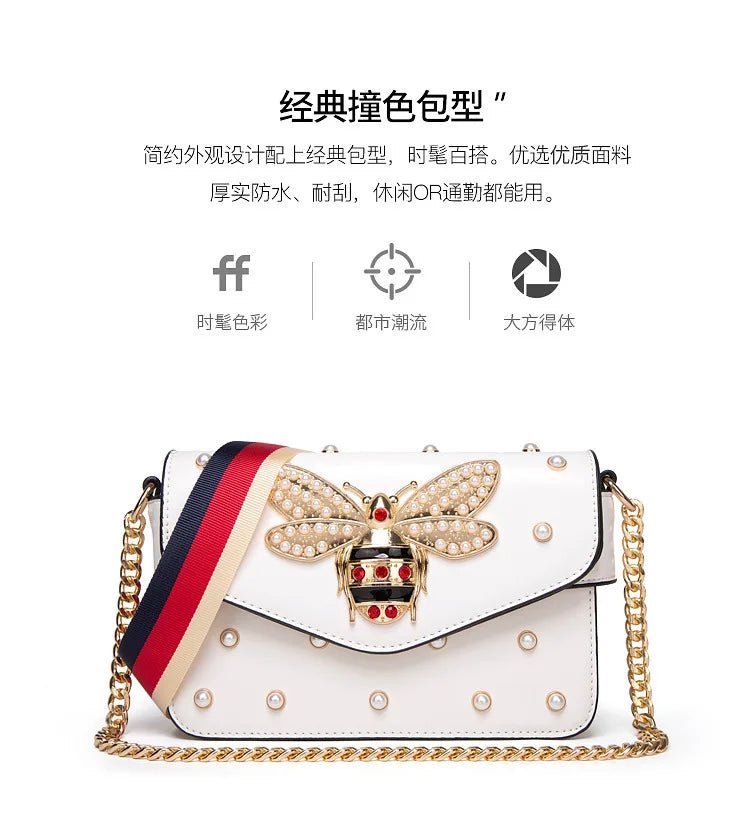New Fashion Women's Bag Trend | Brand Pearl Bee Shoulder Bag & High Quality Temperament Ladies Crossbody Bag (Designer Luxury Handbag) - Luzilly Bridal & Apparel