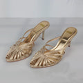 New Gold Hollow Thin Strip Heels for Women Luxury Pointed Toe Heeled Pumps Office Lady Mules Summer Stiletto Shoe Sandals 2025 - Luzilly Bridal & Apparel