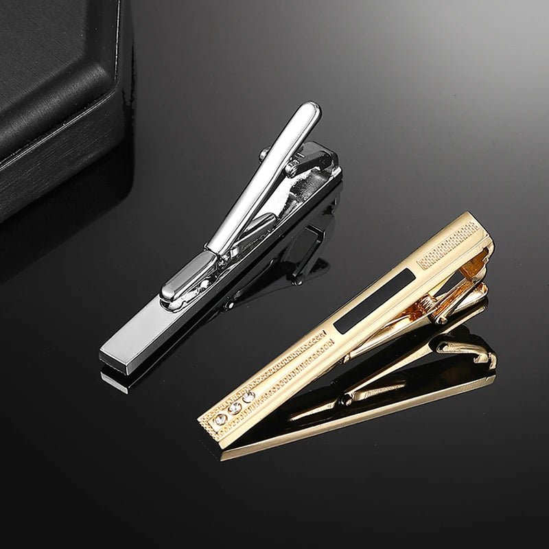 New Gold Silver Color Rhinestone Copper Tie Clip Business Party Wedding Jewelry Accessories For Men Gifts - Luzilly Bridal & Apparel