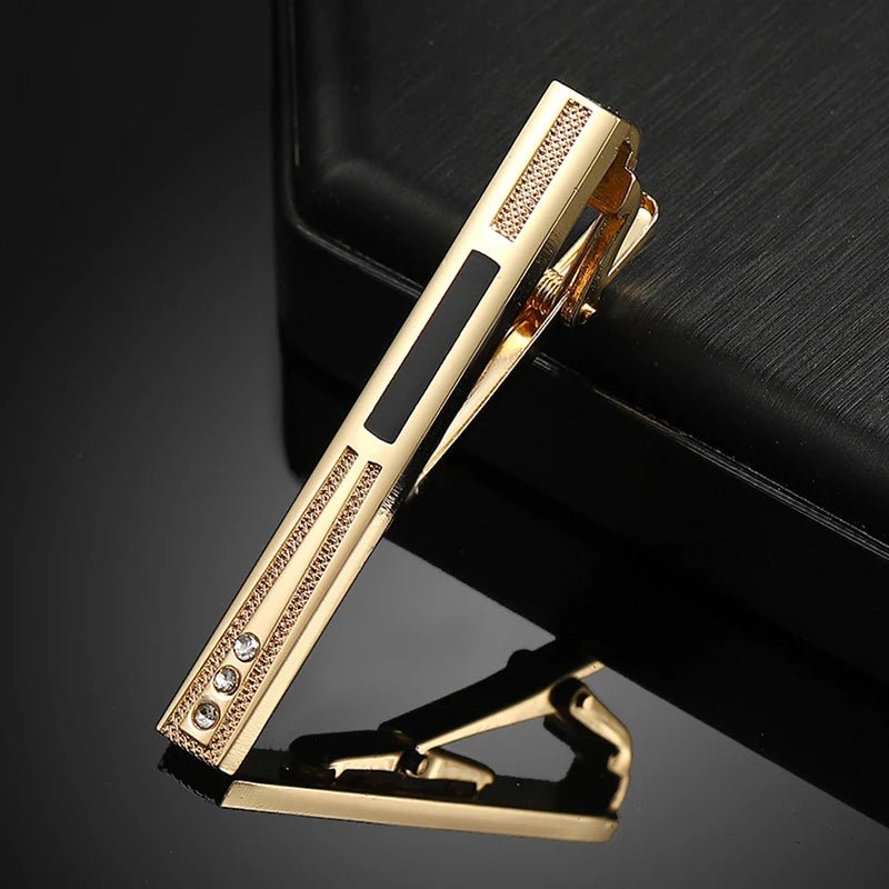 New Gold Silver Color Rhinestone Copper Tie Clip Business Party Wedding Jewelry Accessories For Men Gifts - Luzilly Bridal & Apparel