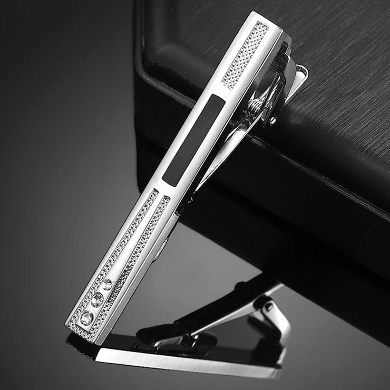 New Gold Silver Color Rhinestone Copper Tie Clip Business Party Wedding Jewelry Accessories For Men Gifts - Luzilly Bridal & Apparel
