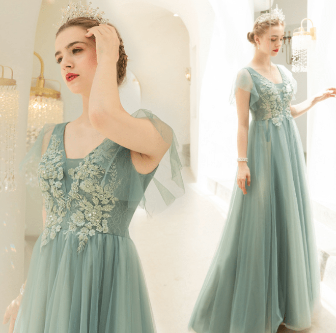 New Light Green Bridal Wedding Toast Dress - Luzilly Bridal & Apparel