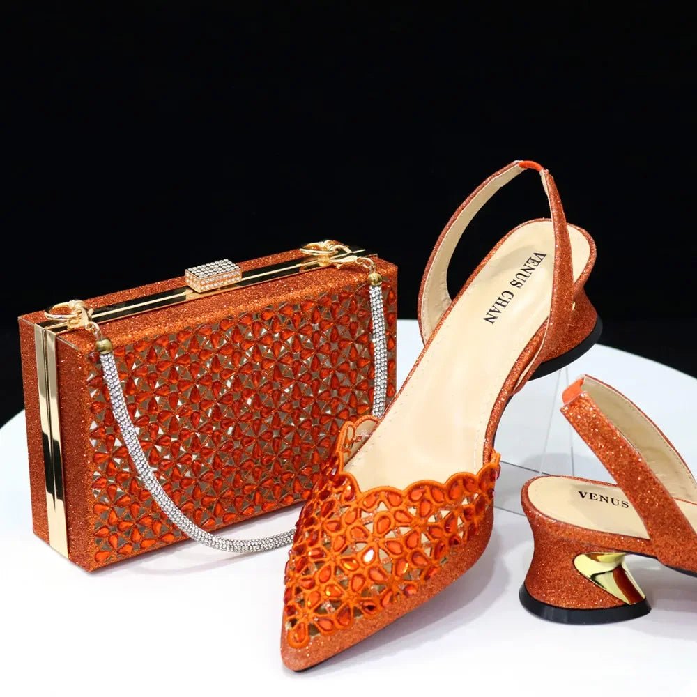 New Low Heel Pointed-Toe Shoes and Bags Set - Luzilly Bridal & Apparel