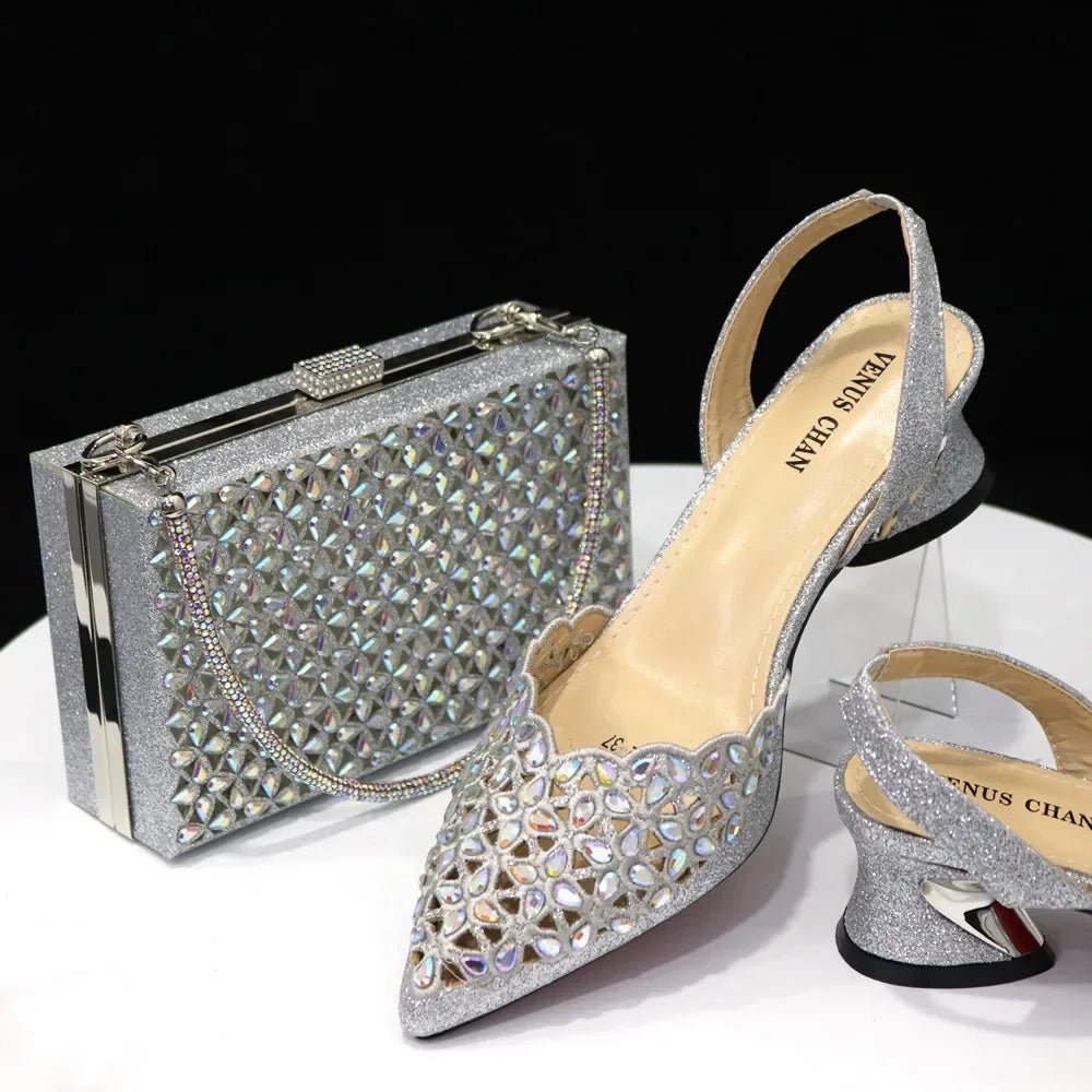 New Low Heel Pointed-Toe Shoes and Bags Set - Luzilly Bridal & Apparel