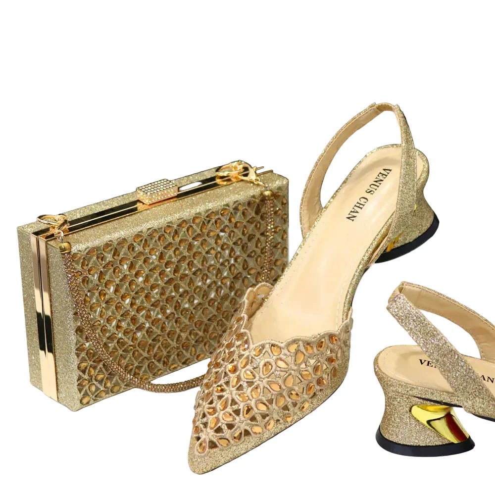 New Low Heel Pointed-Toe Shoes and Bags Set - Luzilly Bridal & Apparel
